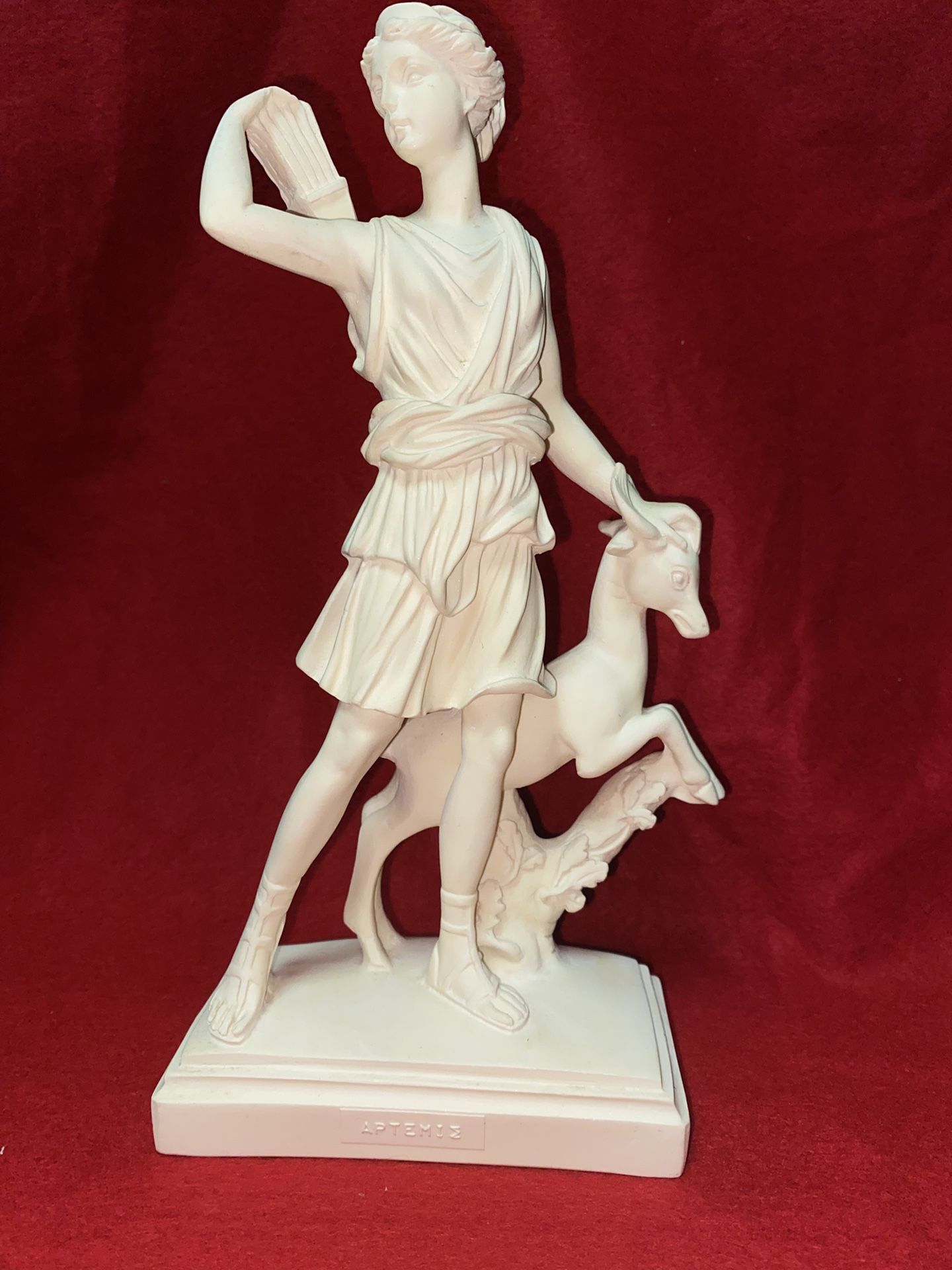Vintage 10 Inch Alabaster Greek Artemis With Horse Figurine Imported From Greece (2 available) 