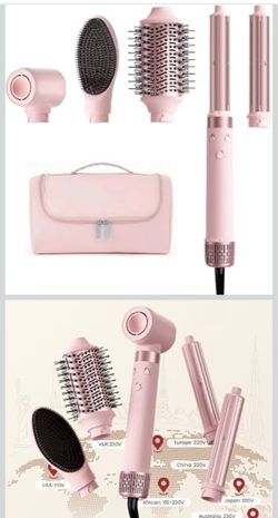 MESCOMB 5-in-1 Dual Voltage Hair Dryer Brush for Travel with Storage Bag
