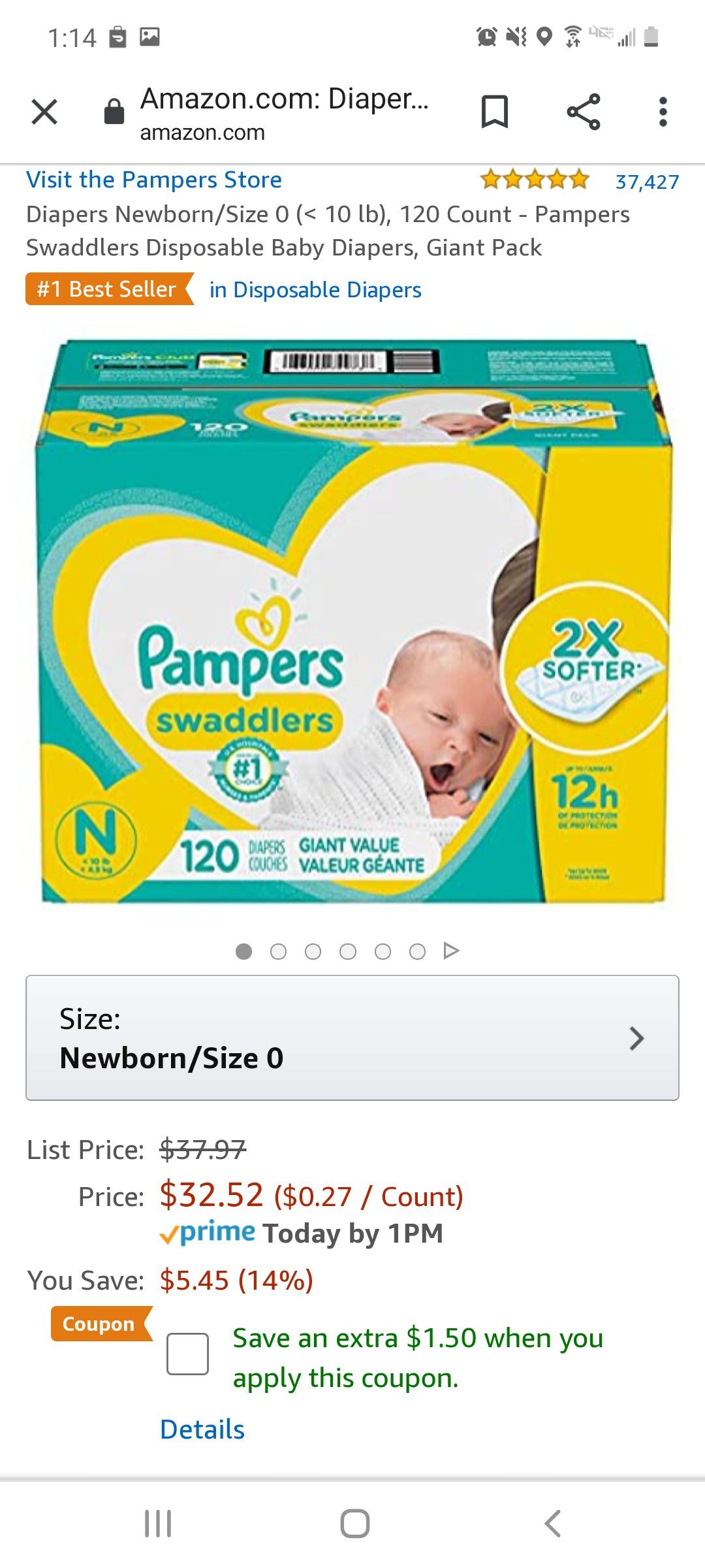 Diapers Pampers Newborn Swaddlers