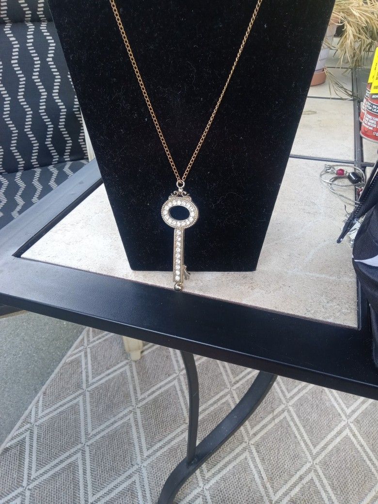 Rhinestone Key Pendant