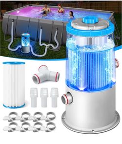KimPump 1000 GPH Light-Up Pool Filter Pump for Above Ground Pool|Built-in Blue LED Light,Transparent Housing for Real-Time Water Circulation &Filtrati