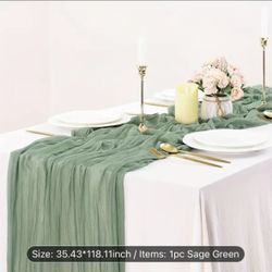 5 Sage Green Cheesecloth Table Runners