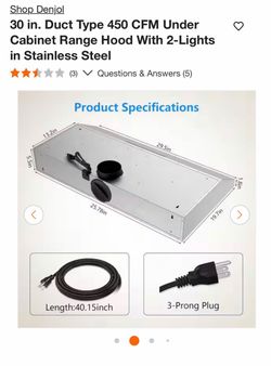 Denjol 30 in. Stainless Steel Under Cabinet Range Hood