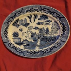 *Vintage "Blue Willow" Oval Dinner Platter  '12 1/2  x '9 1/2  Made in *Occupied Japan*