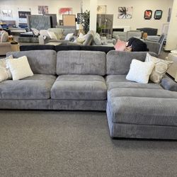 Grey Corduroy Modular Sectional - Make It Bigger Or Smaller ✅ Financing Available - Bad or No Credit Accepted ✅ 