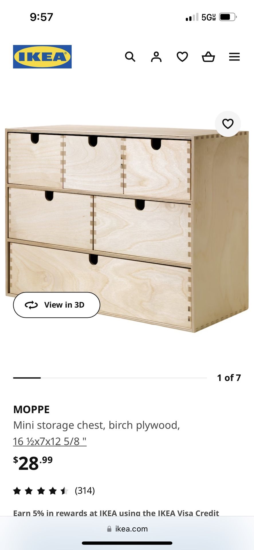 MOPPE Mini storage chest, birch plywood, 16 ½x7x12 5/8 - IKEA