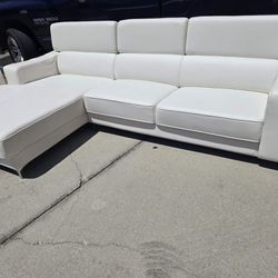 Sectional Sofa White Faux Leather $300 Pick Up in Reseda 91335