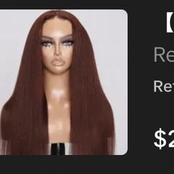 Lace Front Human Hair Wig Reddish Brown 13x4 (26)  Put on N Go