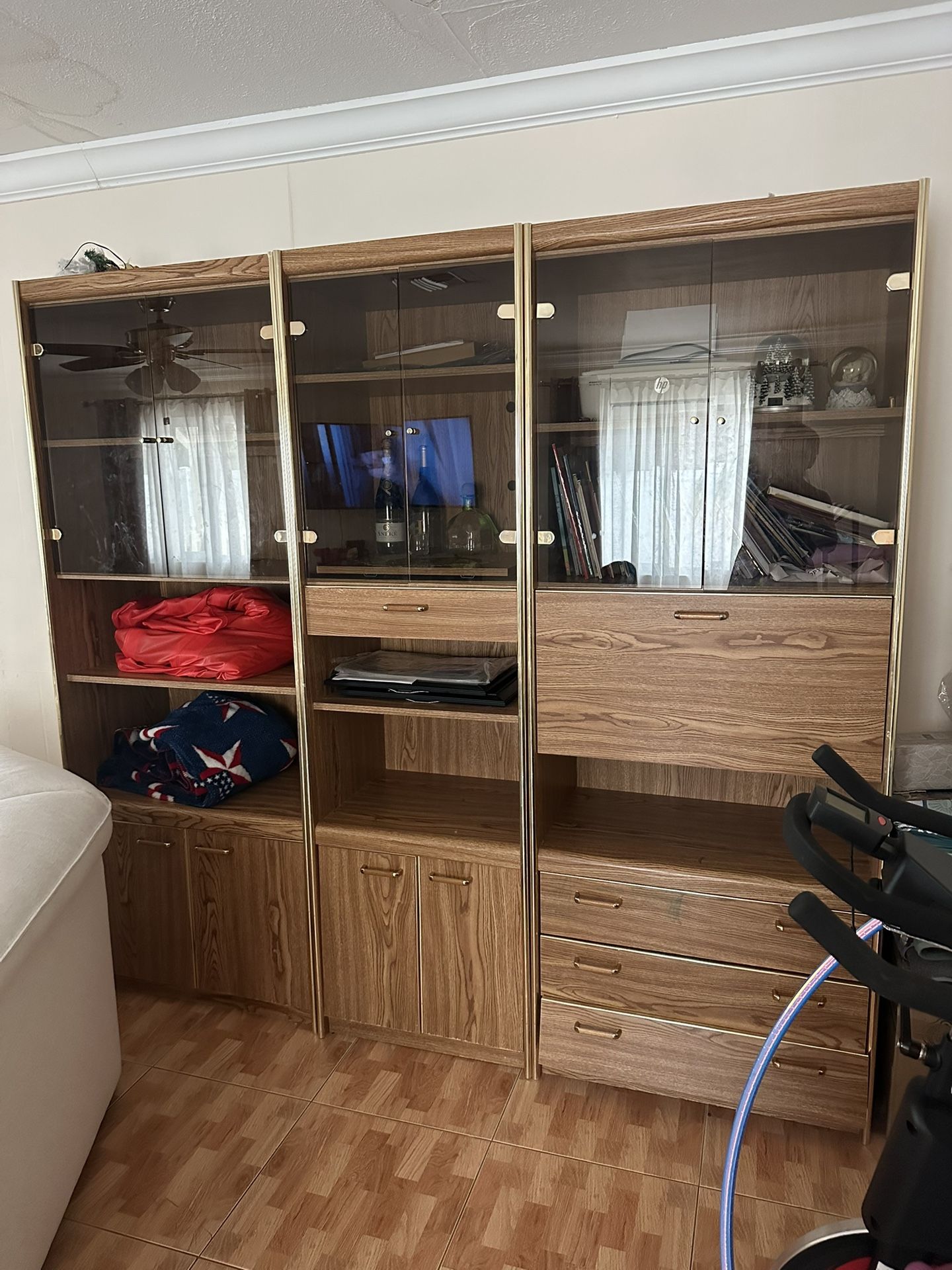 Wall Unit, Vintage Shelving Unit W/lights