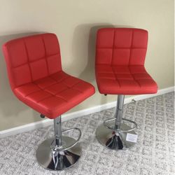 New 2 Red Bar Stools 