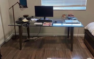 Glass Table With Wooden Frame