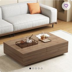 Brown Coffee Table, Desk, And Storage In One 