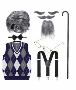Large WILLBOND 9 Pieces Old Man Costume