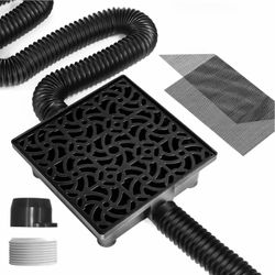 12x12in Gutter Downspout Extensions Big Kit Catch Basin+2pcs Pipes,Low Profile Downspout Extender-Each Flexible Pipe 8.2ft-can be Connected into Whole