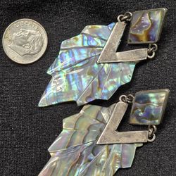 Vintage Silver & Abolone Shell Earrings 