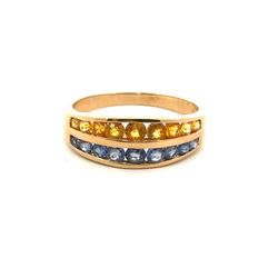 Woman’s Ladies 14k Yellow Gold Yellow And Blue Stone Band Size 9 GP3118447