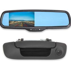 EWAY Tailgate Handle Backup Reverse Camera with 4.3 inch Rear View Mirror Monitor Kit for Dodge Ram 1 3-2008 Vehicle Safety Auto Rever