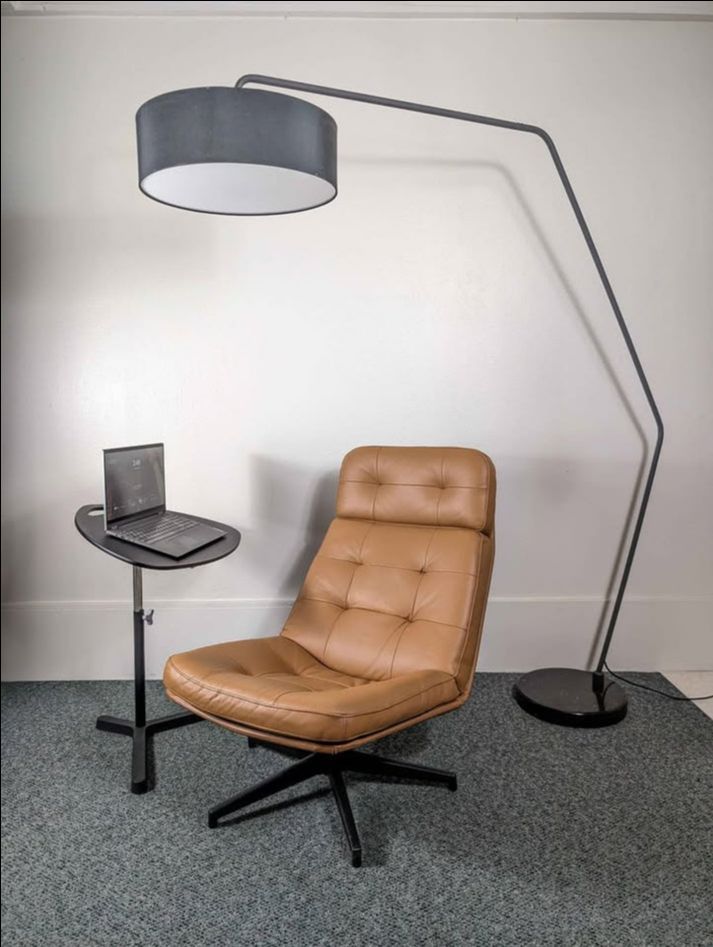 MCM Style 3 Light Floor Arc Lamp w/ Black Marble Base