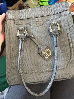 London Fog Gray Textured Tote Handbag