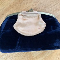 "Vintage 50s black velvet clutch with attached coin purse" 