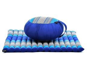 Meditation Cushion Set – 1 Round Zafu Meditation Pillow and 1 Square Roll-Up Zabuton Meditation Mat, Pillows Bundle Filled with Kapok