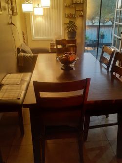 Dark Wood Dining Table with Chairs