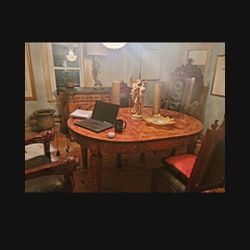 HAND CARVED WOOD Dining Table