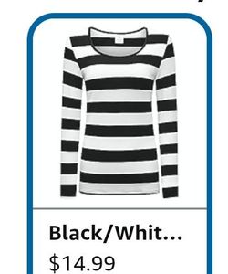 Black and White Striped Long Sleeve Top