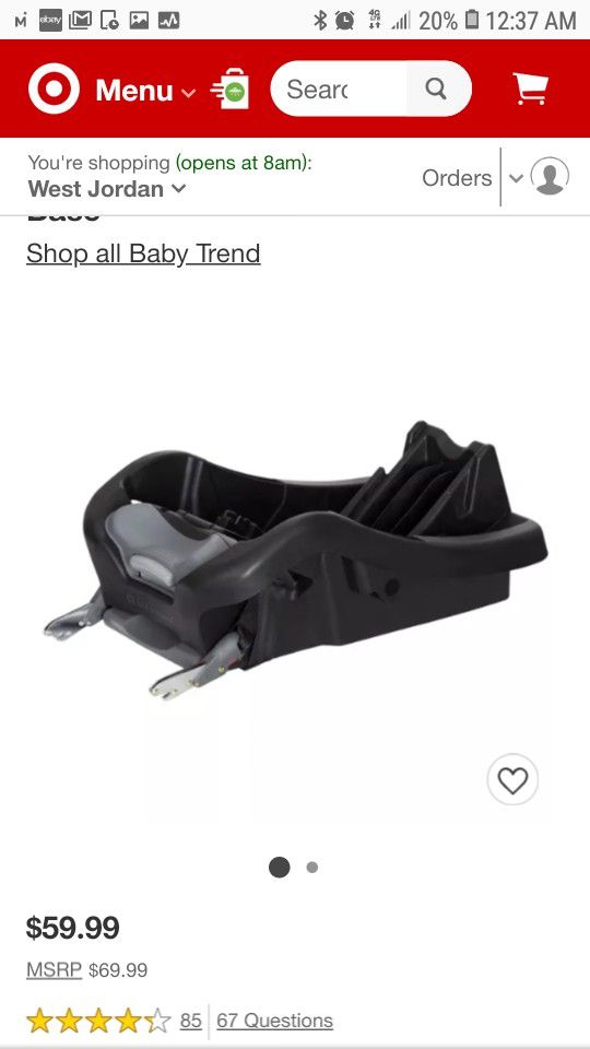 Baby Trend Secure 35 Infant Car Seat Base, Black