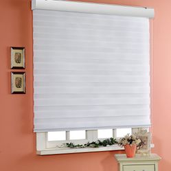 NEW Zebra Roller Blinds, Dual Layer Shades, 79.50"W x 46"H, Day/Night Window Drapes