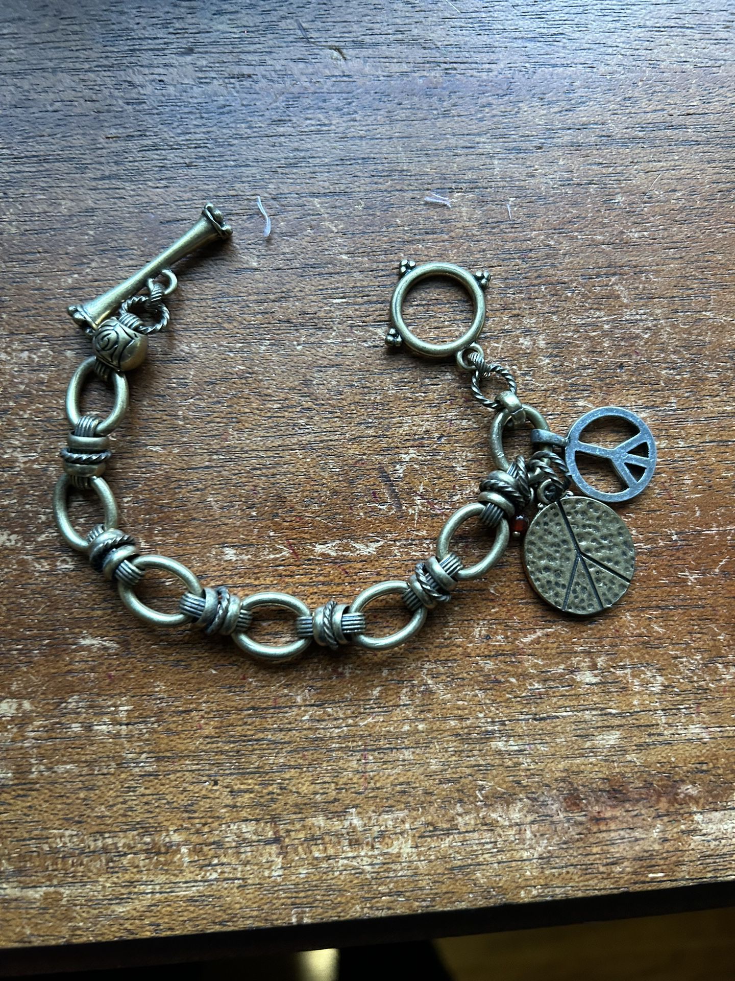 Bronze Peace Dangle Bracelet