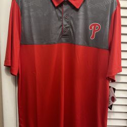 Brand New Men's Fanatics Branded Red Philadelphia • Phillies Defender Polo