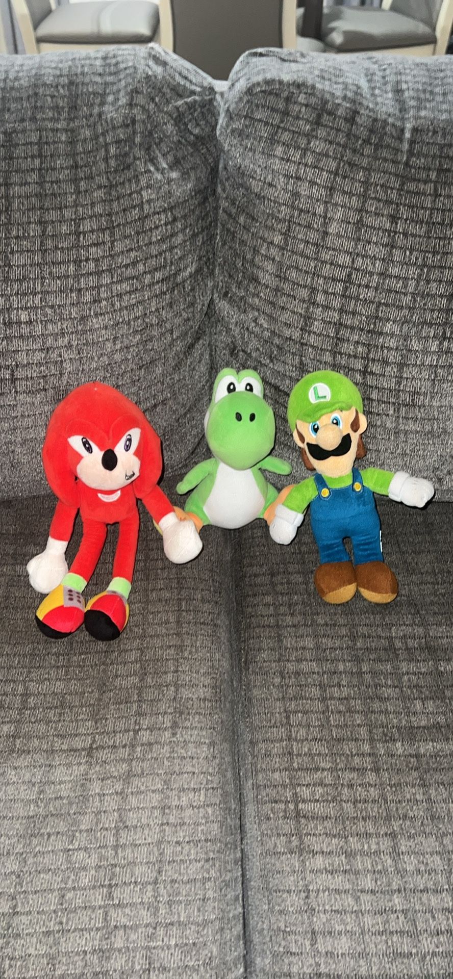 knuckles, Luigi, And Yoshi plushies 