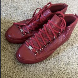 Balenciaga Arena Red Leather High Top