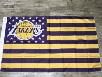 Lakers USA flag 3 x 5 be with us for flagpole
