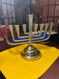 8” Brass Hanukkah Menorah. 9 - branch