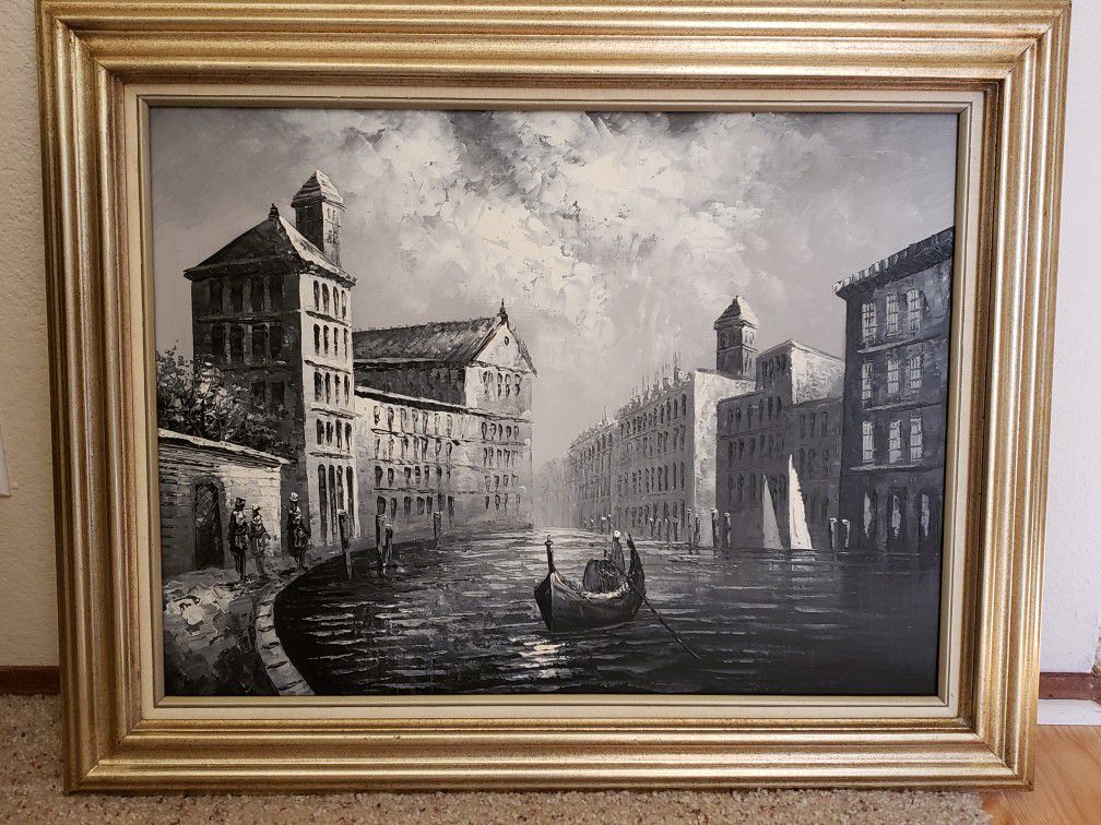 Venice Italy Canal Professionally Framed Canvas Print