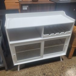 Mid Century Modern Style White bar or  Coffee Bar With Sliding Doors 