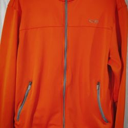 Champion Mens Size M Full Zip Up Mock Neck Athletic Jacket Orange Long Sleeve