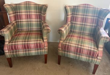 Two Calico Corners Wing back chairs