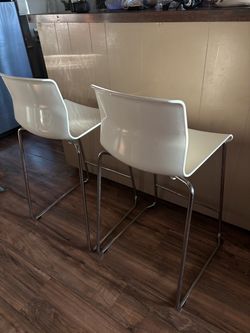 White Modern Bar Stools Set of 2