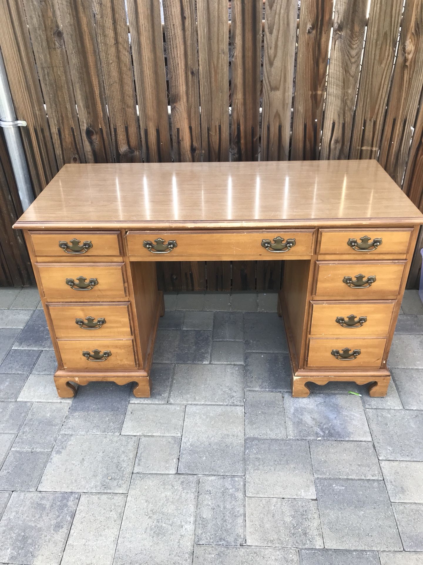 Vintage Stanley Mid Century 60s Wooden Desk