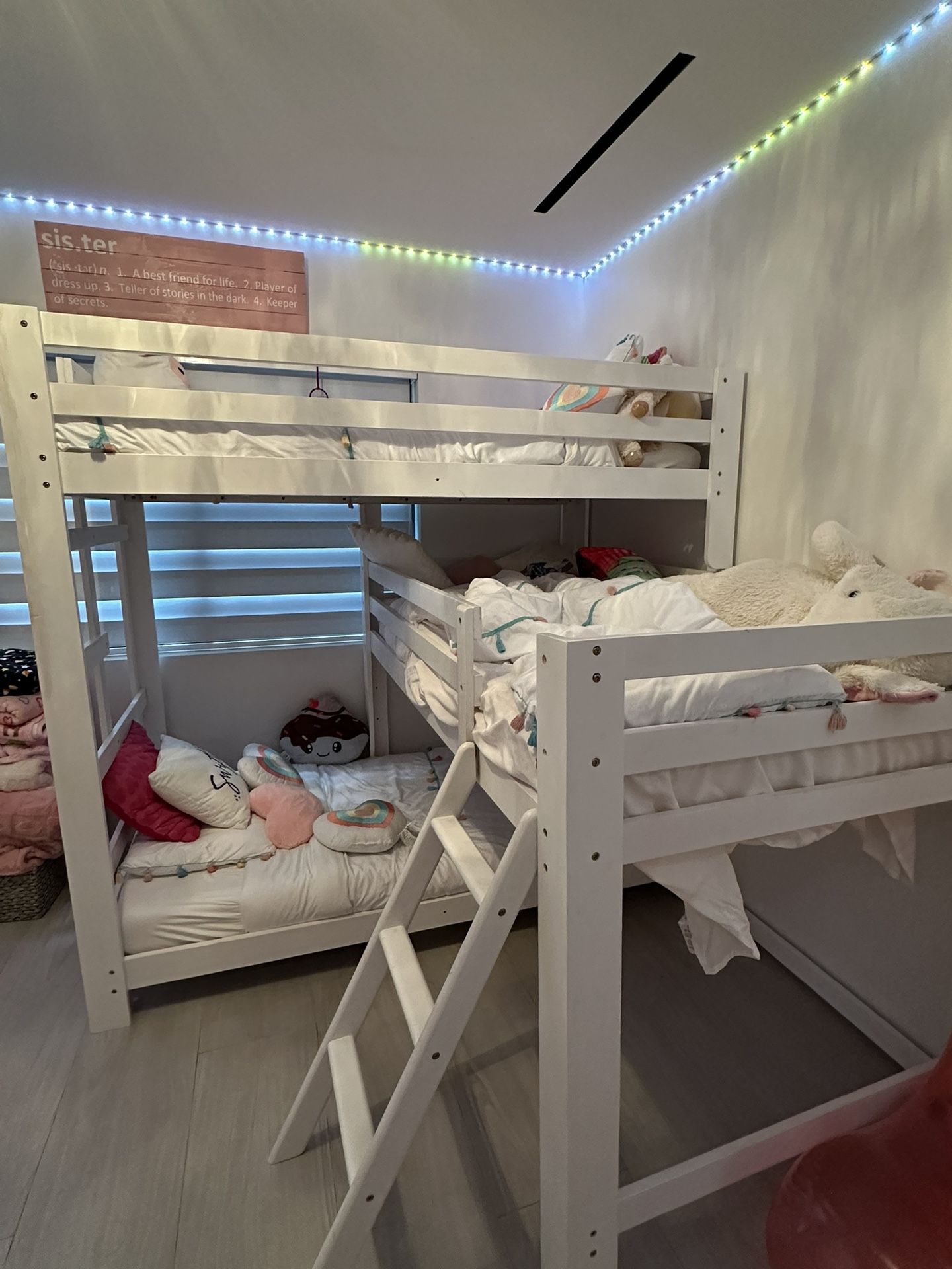 Kids Triple Bunk Bed With Mattresses Included