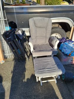 White and Gray Rocker/Glider with Ottoman