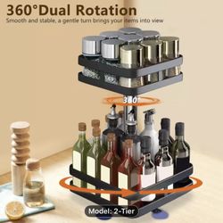 2 Tier Metal Spice rack 360 Rotate Seasoning Organizer