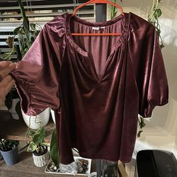 Gap velvet deep pink blouse 