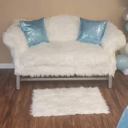White Faux Fur Loveseat