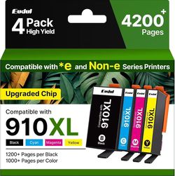 Remanufactured 910XL Ink Cartridges for HP Printers Black Color, 4 Pack Compatible with HP+, High Page, Work for OfficeJet Pro 8025e 8025 8028e 8028 8