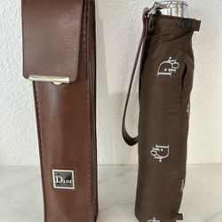 Vintage Dior Brown Monogram Umbrella with Case – New, Never Used