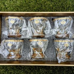 ***NEW-24K GOLD RIM Designer Glass Dessert Bowl Set***